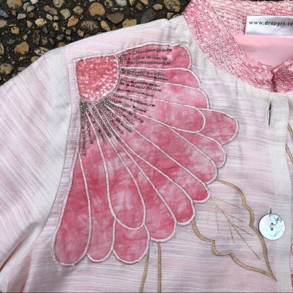 Asian style mandarin collar floral tunic jacket PS - Picture 4 of 5